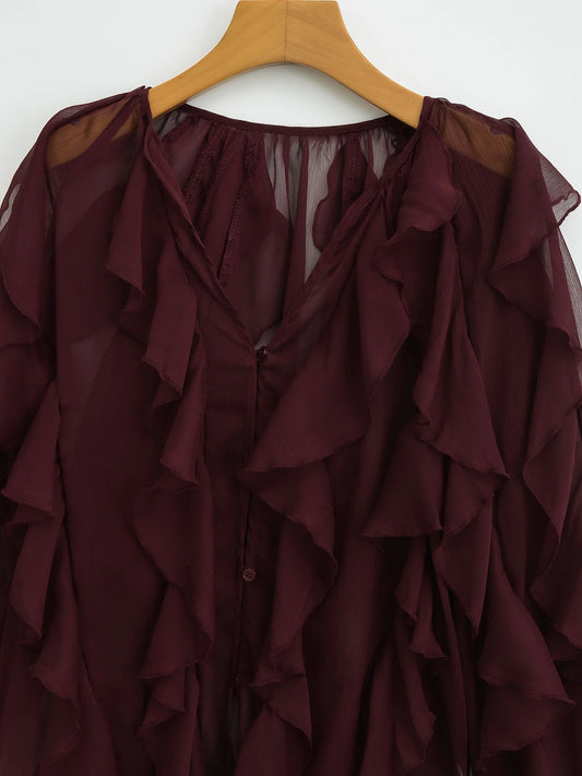 Blusa translúcida a la moda para mujer