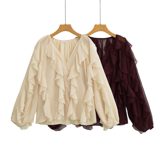 Blusa translúcida a la moda para mujer