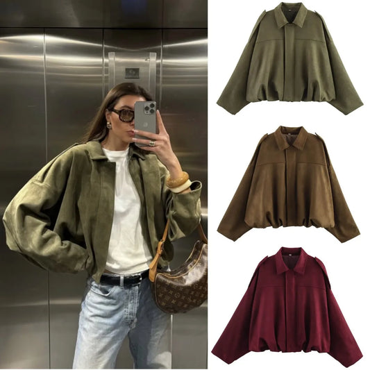 Chaqueta casual de moda callejera para mujer.