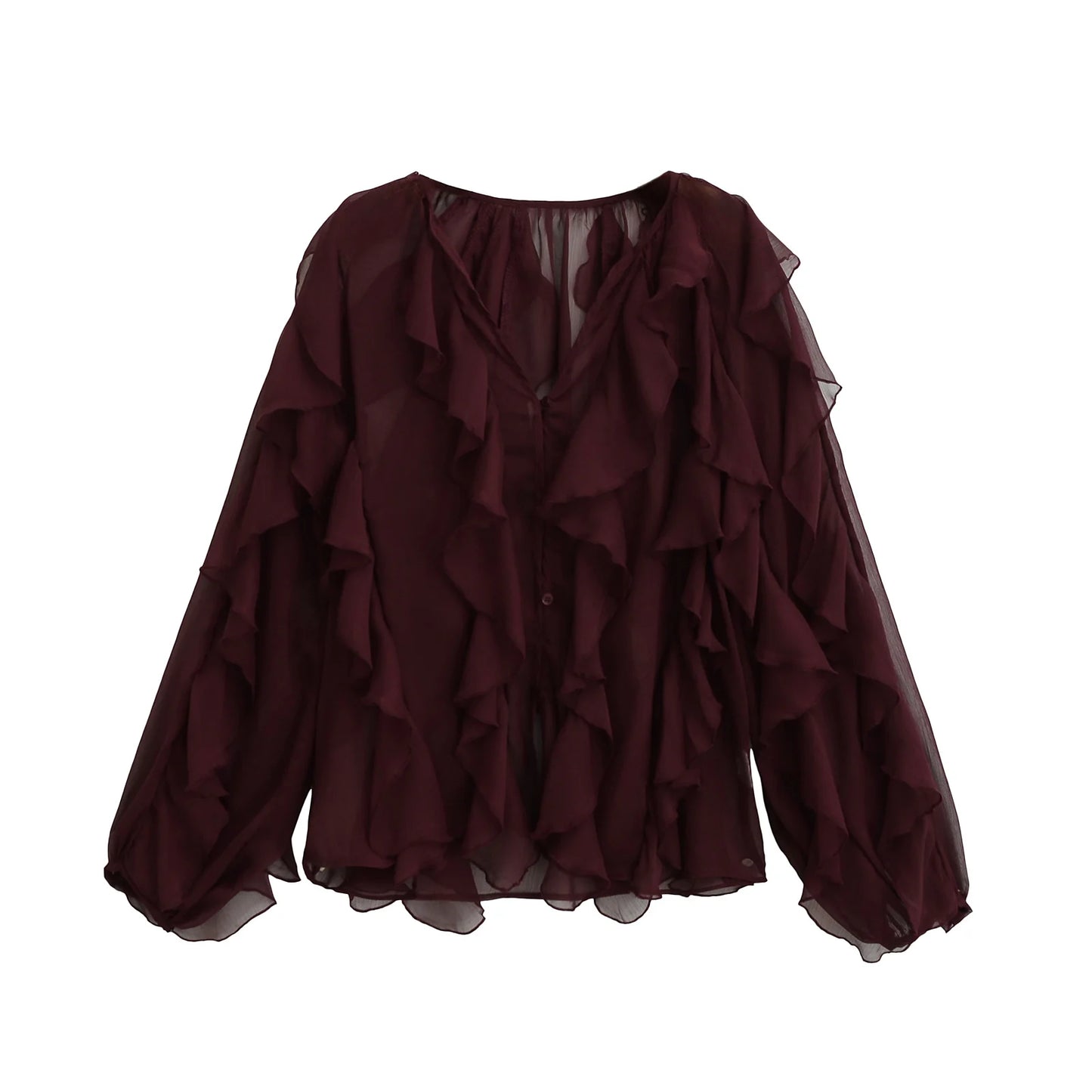 Blusa translúcida a la moda para mujer